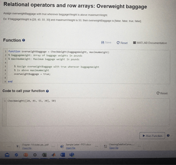 Relational operators and row arrays overweight baggage